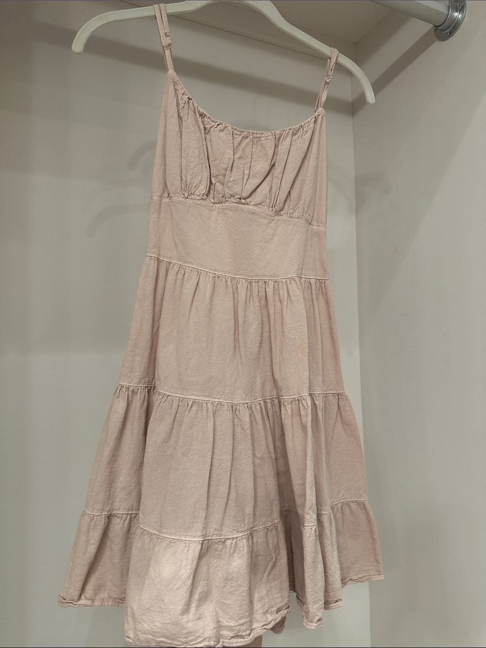 Blanco by Nature small Light Blush Tiered Spaghetti Strap Sundress.  Like new